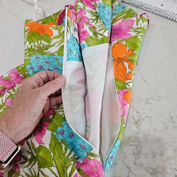 Milly Of New York Floral Sundress Size 8 Silk Floral Pink Blue Girlcore Coquette - Picture 5 of 11